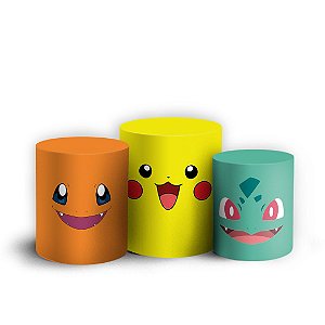Trio Cilindro - Pokemon - Sublimado 3D + Elástico