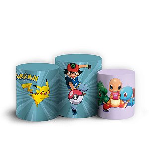 Trio Cilindro - Pokemon - Sublimado 3D + Elástico