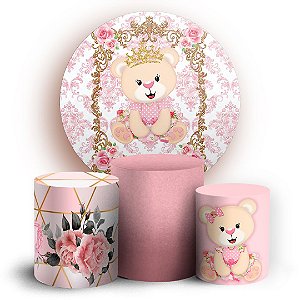 KIT Redondo e Trio - Ursinha Rosa - Sublimado 3D