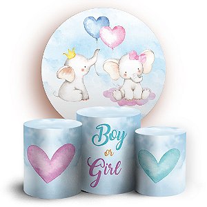 KIT Redondo e Trio - Elefantinho Revelacao - Sublimado 3D