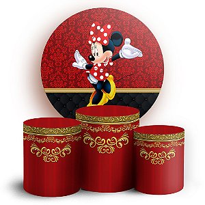 KIT Redondo e Trio - Minnie Realeza Vermelho - Sublimado 3D