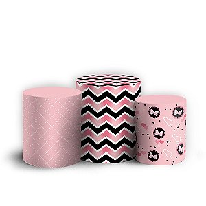 Trio Cilindro - Minnie Rosa - Sublimado 3D + Elástico