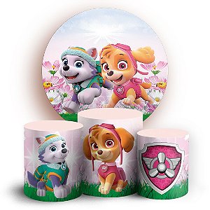 KIT Redondo e Trio - Patrulha Canina Rosa - Sublimado 3D