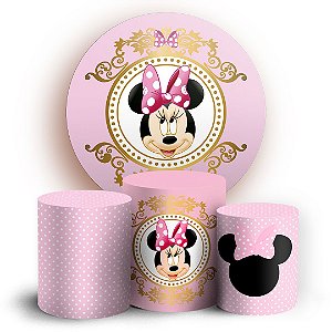 KIT Redondo e Trio - Minnie Rosa - Sublimado 3D