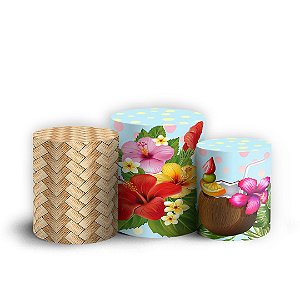 Trio Cilindro - Tropical Azul - Sublimado 3D + Elástico