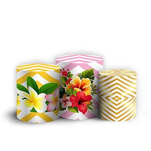 Trio Cilindro - Tropical Rosa - Sublimado 3D + Elástico