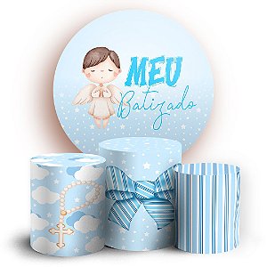 KIT Redondo e Trio - Batizado Azul - Sublimado 3D