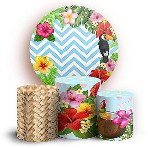 KIT Redondo e Trio - Tropical Azul - Sublimado 3D