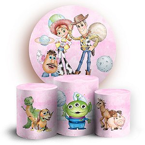 KIT Redondo e Trio - Toy Story Rosa - Sublimado 3D