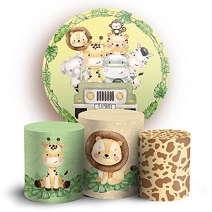 KIT Redondo e Trio - Animais Safari - Sublimado 3D