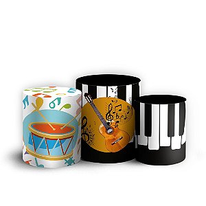 Trio Cilindro - Nota Musical - Sublimado 3D + Elástico