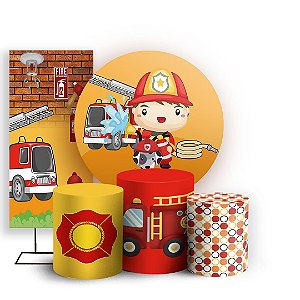 KIT Redondo Trio e Faixa - Bombeiro Baby - Sublimado 3D