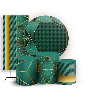 KIT Redondo Trio e Faixa - Abstrato - Sublimado 3D