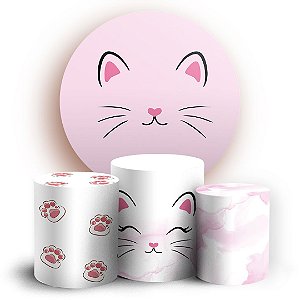 KIT Redondo e Trio - Gato Rosa - Sublimado 3D
