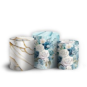 Trio Cilindro - 15 Anos Floral - Sublimado 3D + Elástico