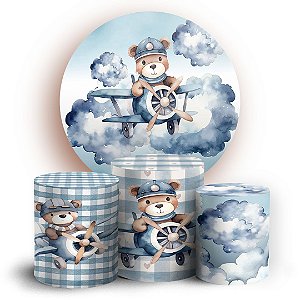 KIT Redondo e Trio - Urso Azul - Sublimado 3D