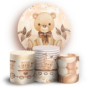 KIT Redondo e Trio - Ursinho Marrom - Sublimado 3D