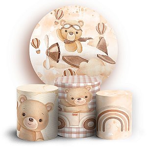 KIT Redondo e Trio - Ursinho Marrom - Sublimado 3D