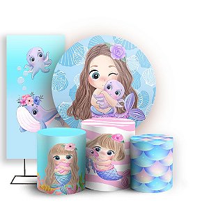 KIT Redondo Trio e Faixa - Sereia - Sublimado 3D