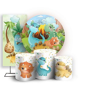 KIT Redondo Trio e Faixa - Dinossauro - Sublimado 3D