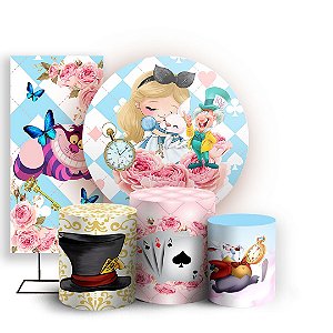 KIT Redondo Trio e Faixa - Alice Pais Das Maravilhas  Baby - Sublimado 3D