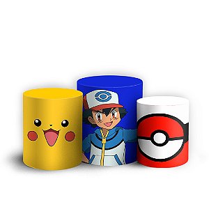 Trio Cilindro - Pokemon - Sublimado 3D + Elástico