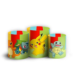 Trio Cilindro - Pokemon - Sublimado 3D + Elástico