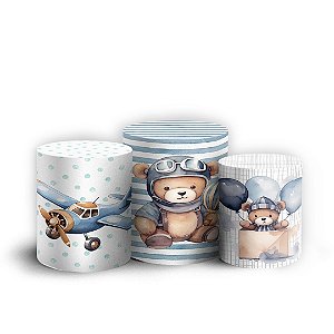 Trio Cilindro - Urso Azul - Sublimado 3D + Elástico