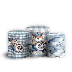 Trio Cilindro - Urso Azul - Sublimado 3D + Elástico