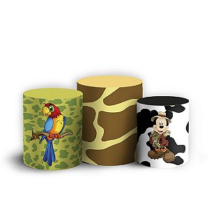 Trio Cilindro - Mickey Safari - Sublimado 3D + Elástico