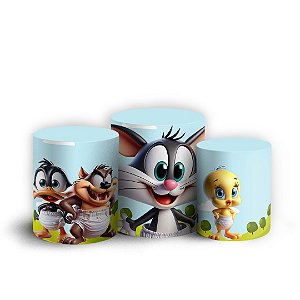 Trio Cilindro - Looney Tunes - Sublimado 3D + Elástico
