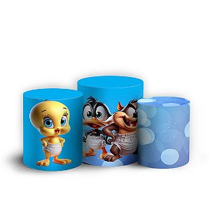 Trio Cilindro - Looney Tunes - Sublimado 3D + Elástico