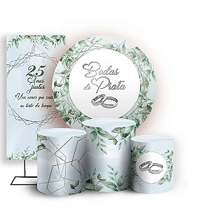 KIT Redondo Trio e Faixa - Bodas de Prata - Sublimado 3D