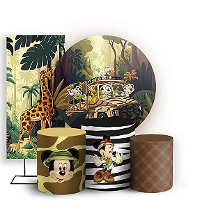 KIT Redondo Trio e Faixa - Mickey Safari - Sublimado 3D