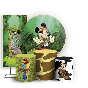 KIT Redondo Trio e Faixa - Mickey Safari - Sublimado 3D