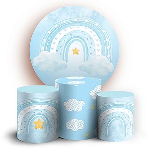 KIT Redondo e Trio - Arco Iris Azul - Sublimado 3D