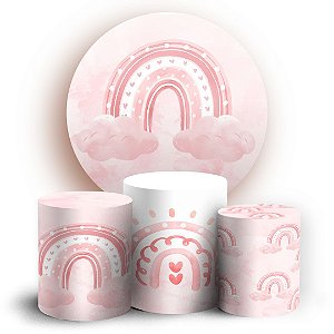 KIT Redondo e Trio - Arco Iris Rosa - Sublimado 3D