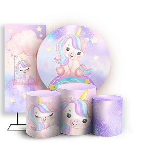 KIT Redondo Trio e Faixa - Unicornio - Sublimado 3D
