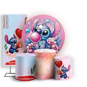 KIT Redondo Trio e Faixa - Lilo e Stitch - Sublimado 3D