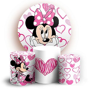 KIT Redondo e Trio - Minnie Rosa - Sublimado 3D