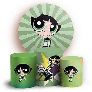 KIT Redondo e Trio - Docinho As Meninas Super Poderosas - Sublimado 3D