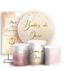 KIT Redondo Trio e Faixa - Bodas de Ouro - Sublimado 3D