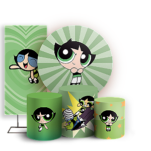 KIT Redondo Trio e Faixa - Docinho As Meninas Super Poderosas - Sublimado 3D