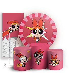 KIT Redondo Trio e Faixa - Florzinha As Meninas Super Poderosas - Sublimado 3D