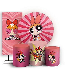 KIT Redondo Trio e Faixa - Florzinha As Meninas Super Poderosas - Sublimado 3D