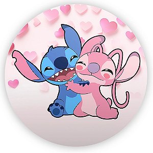 Painel Redondo - Lilo E Stitch Rosa - Sublimado 3D