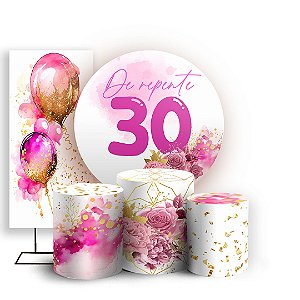 KIT Redondo Trio e Faixa - 30 Anos - Sublimado 3D