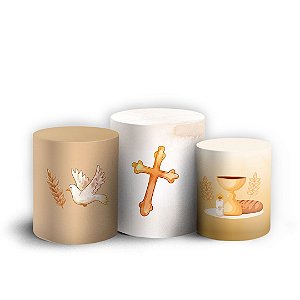 Trio Cilindro - Primeira Comunhao - Sublimado 3D + Elástico