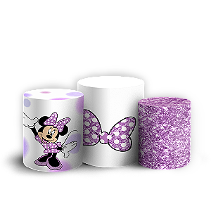 Trio Cilindro - Minnie Lilas - Sublimado 3D + Elástico