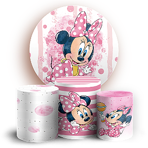 KIT Redondo e Trio - Minnie Rosa - Sublimado 3D